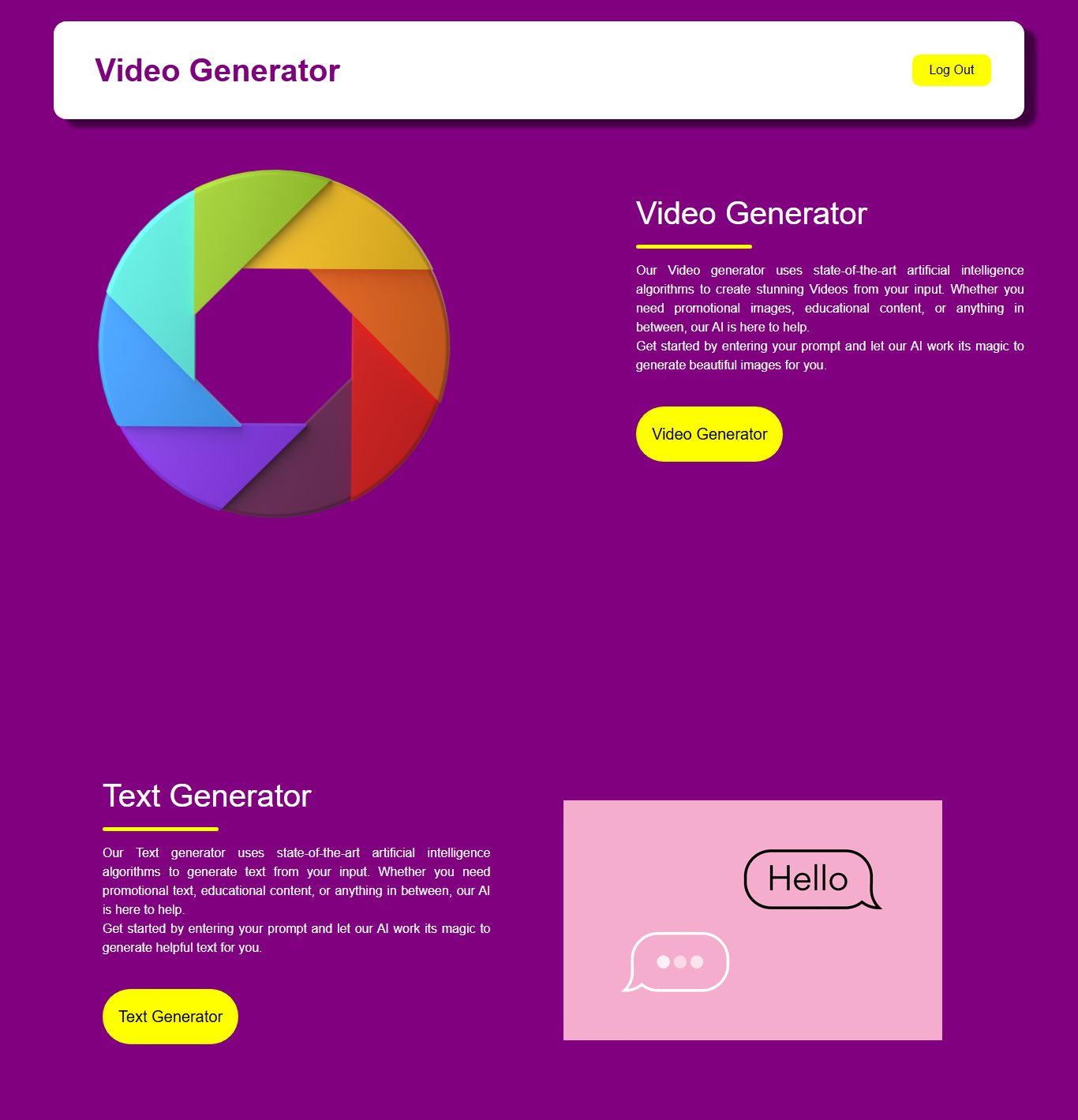 AI Video Generator dashboard